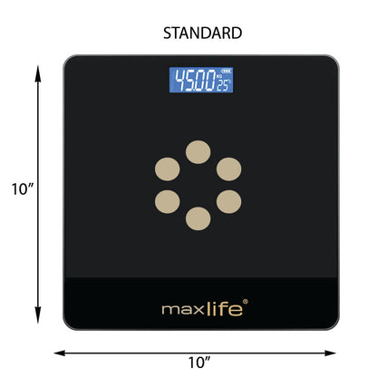 Max Life - Bathroom Scale, Highly Accurate Digital Body Weight Scale,  Step-On Technology, LED Display, Sturdy 6mm Tempered Glass, 400lb/180kg