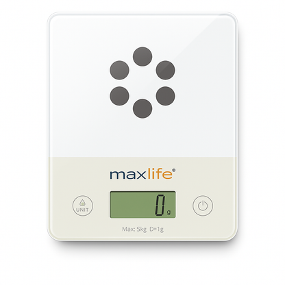 Max Life Digital Scale -Tempered Glass, High Accuracy, Tare, Multi-Unit Measurement Kitchen  Scale