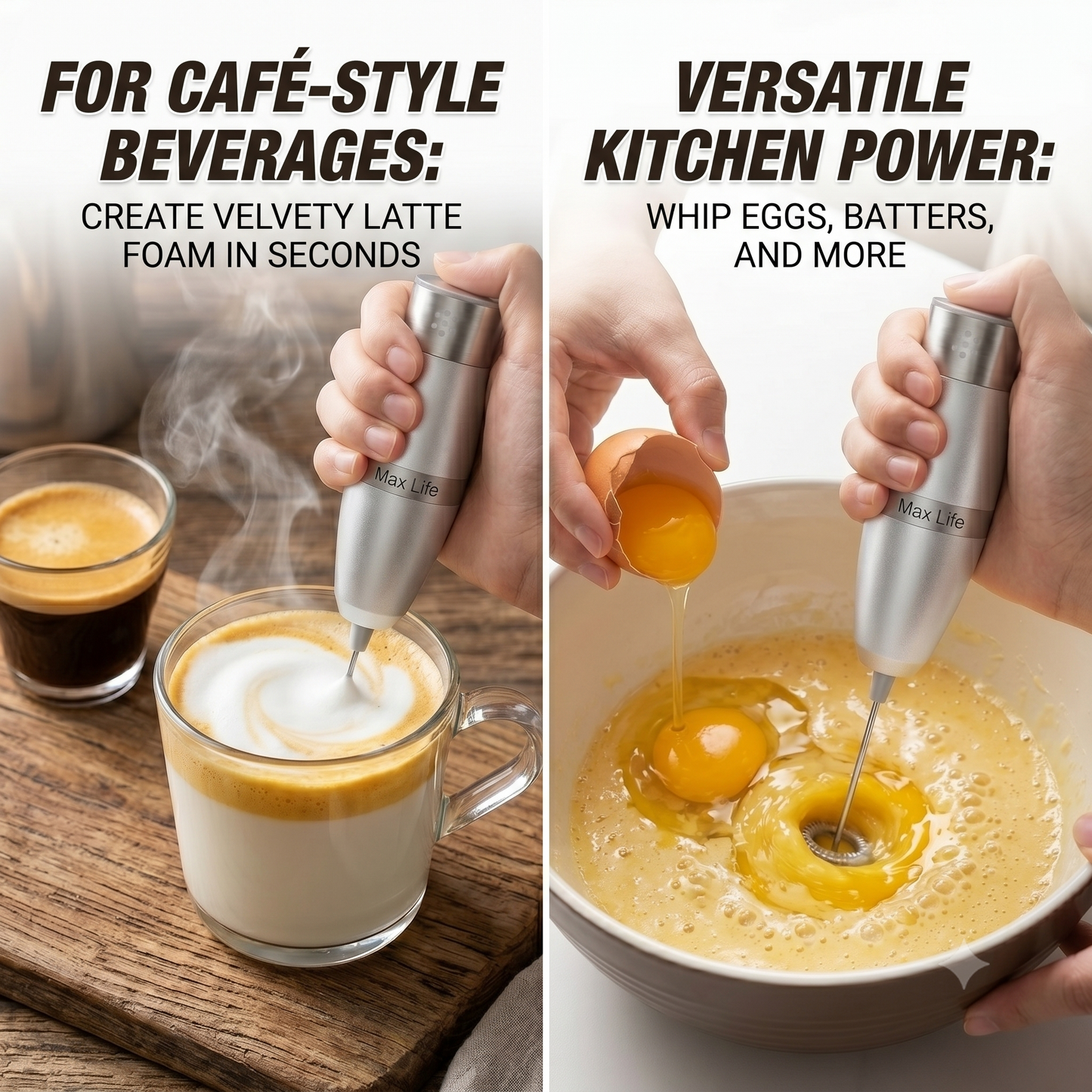 Max Life Premium 1900 RPM Hand Electric Milk Frother - Stainless Steel Frother / Mixer & Egg Beater with Stand for Coffee, Lattes, and Cooking