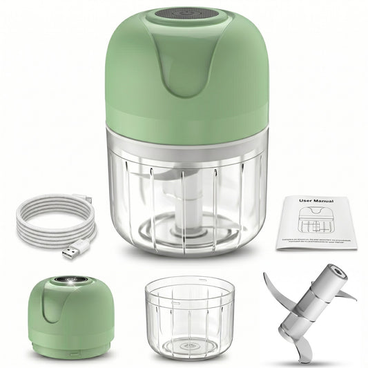 Electric Wireless Garlic Onion Stirring Device Cordless Meat Grinder with USB Charging for Vegetable, Pepper, Onion, Baby Food, Seasoning, Nuts