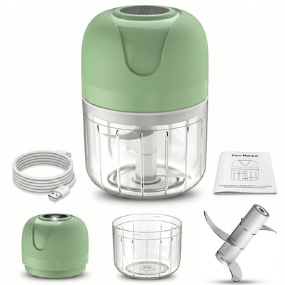 Electric Wireless Garlic Onion Stirring Device Cordless Meat Grinder with USB Charging for Vegetable, Pepper, Onion, Baby Food, Seasoning, Nuts