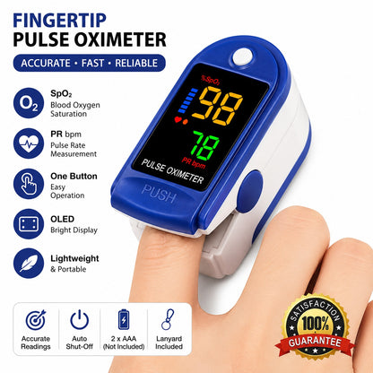 Finger Tip Pulse Oximeter, SpO2 Heart Rate Pulse Oximeter Monitor Blood Oxygen Saturation
