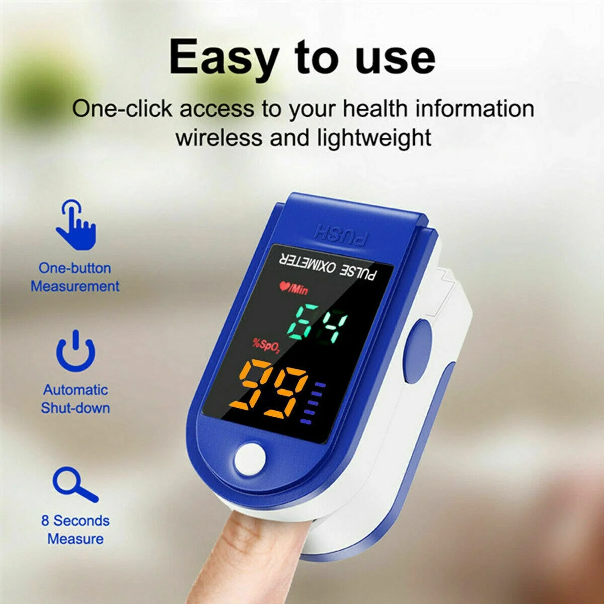 Finger Tip Pulse Oximeter, SpO2 Heart Rate Pulse Oximeter Monitor Blood Oxygen Saturation