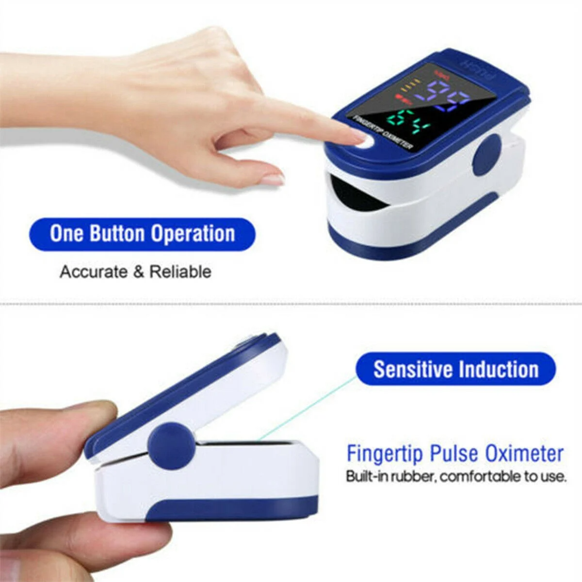 Finger Tip Pulse Oximeter, SpO2 Heart Rate Pulse Oximeter Monitor Blood Oxygen Saturation