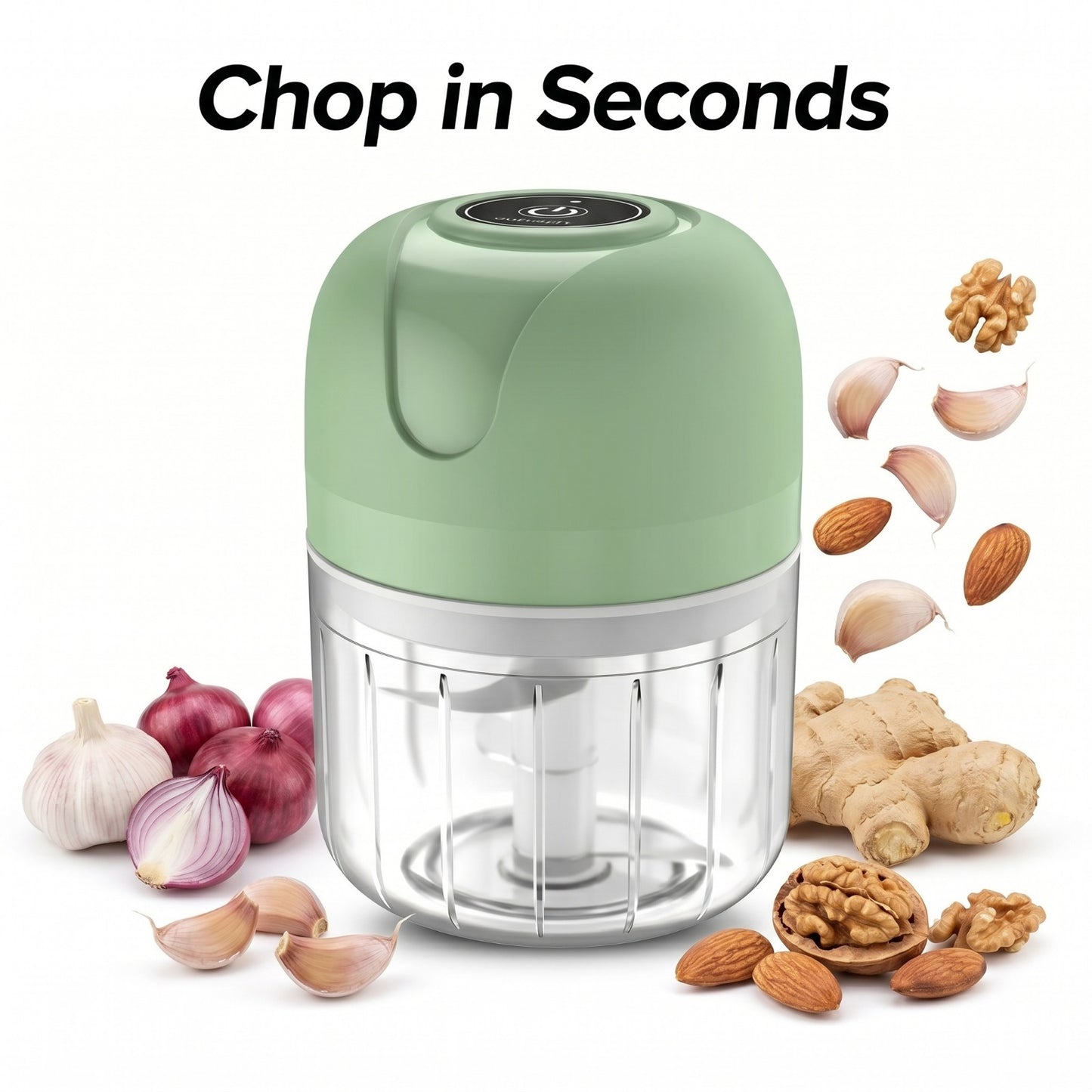 Electric Wireless Garlic Onion Stirring Device Cordless Meat Grinder with USB Charging for Vegetable, Pepper, Onion, Baby Food, Seasoning, Nuts