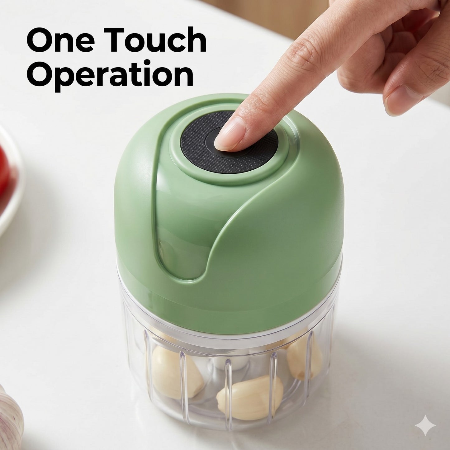 Electric Wireless Garlic Onion Stirring Device Cordless Meat Grinder with USB Charging for Vegetable, Pepper, Onion, Baby Food, Seasoning, Nuts