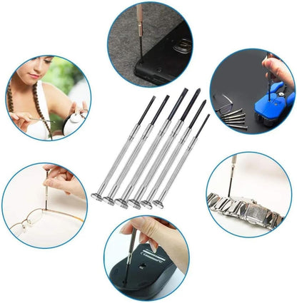Max Life - 6PCS Mini Screwdriver Set with Case, Precision Screwdriver Kit with 6 Different Size Flathead and Phillips Screwdrivers for Jewelry, Watch, Eyeglass Repair.